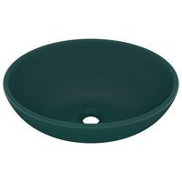 lavabo de lujo ovalado ceramica verde oscuro mate 40x33 cm vidaxl