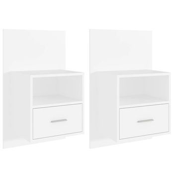 Pack 2 Uds Mesitas De Noche | Armario De Noche | Mesa De Noche De Pared Blancas
