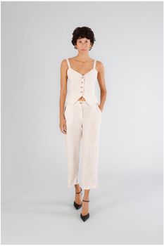 pantalón recto mixto lino striped rope 44