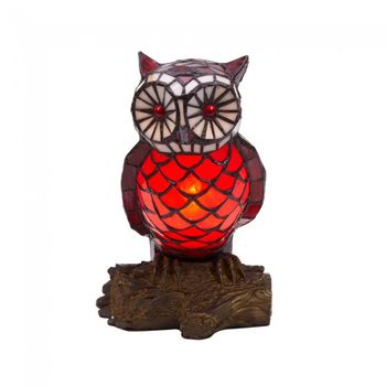 Lámpara de mesa tiffany búho rojo