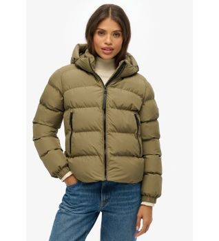 Superdry para mujer. W5011996A Chaqueta acolchada con capucha Stanton verde (XL), Casual, Poliéster