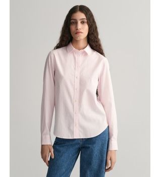 Gant para mujer. 4300214 Camisa Regular Fit de popelina a rayas rosa (38), Casual, Algodón, Manga larga
