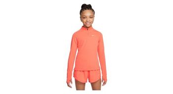 Camiseta de media cremallera nike dri fit rosa para nina