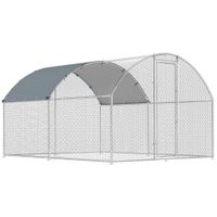 pawhut gallinero para exterior 28x34x19 m cubierta de tela oxford anti-uv impermeable pestillos para 10-16 gallinas plata