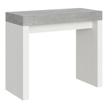 Consola Extensible Gris Cemento Y Blanco 40 A 196 Cm Ribo-soporte 2 Pies