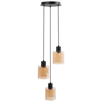 Lámpara Colgante De 3 Luces Pantalla De Vidrio Base De Metal Moderno Negro Beige Kitare