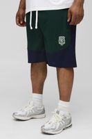 pantalon corto plus universitario de malla con caida en la entrepierna verde
