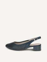 caprice sling pumps blue made of leather with block heel size 405