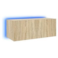 mueble tv de pared  mueble de salon  armario tv con luces led roble sonoma 80x35x31 cm
