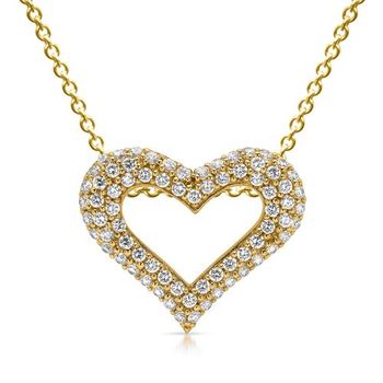 Cadena de plata chapada en oro amarillo con colgante de corazón