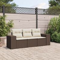 set sofas de jardin 3 uds  juego de muebles de jardin y cojines ratan sintetico marron cfw22503