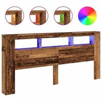 cabecero  panel de cabecero  decoracion de pared con led madera ingenieria envejecida 220x185x1035 cm