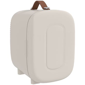 HOMCOM Nevera para Maquillaje 4L Nevera Cosméticos 9V/240V para Enfriar y Calentar Mini Frigorífico 20,3x26,3x28 cm Crema   Aosom España