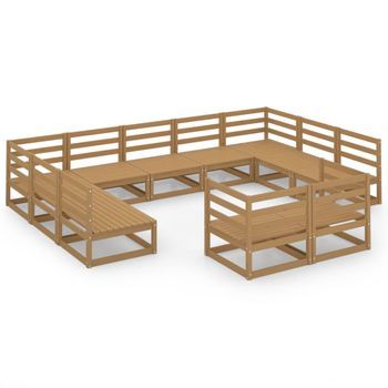 Muebles De Jardín 11 Piezas Madera Maciza De Pino Vidaxl
