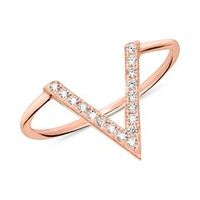 anillo en v de plata 925 chapada en oro rosa con circonita cubica