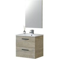 mueble de bano con 2 cajones y espejo color roble alaska medidas 60 x 57 x 45 x lavabo no incluido