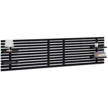 Dhome Cabecero Con Estantes De Madera Reciclada Dm Colgante Pared Estilo Palet Japones Dual Dividido En 2 Piezas Cama 145/150 Vintage Nordico (220cm Dual, Negro Sólido)