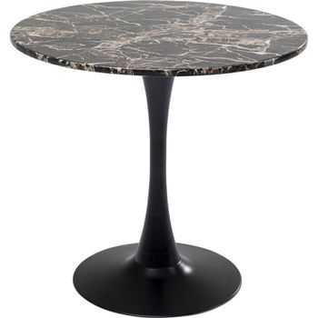 Mesa de comedor mdf negro tapa efecto mármol ø80 cm