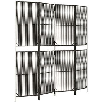 Biombo De 4 Paneles Ratán Sintético Gris Vidaxl