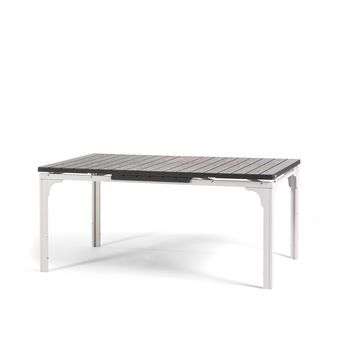 Mesa Extensible De Jardín 180/240x90 Cm En Acero Y Tapa Efecto Madera - Thomas Xl Blanco / Pizarra