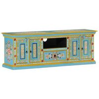 mueble de tv madera maciza de mango azul 110x30x40 cm vidaxl