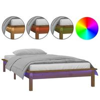 estructura de cama con led madera maciza marron miel 90x190 cm vidaxl