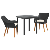juego de comedor de jardin de 3 uds ratan poliester negro cfw328200