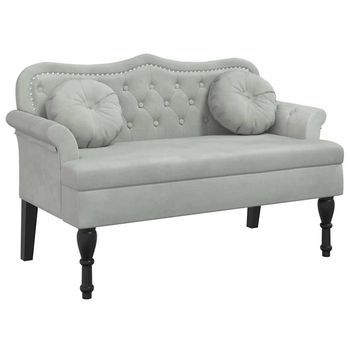 Banco Con Cojines Gris Claro 120,5x65x75 Cm Terciopelo Vidaxl