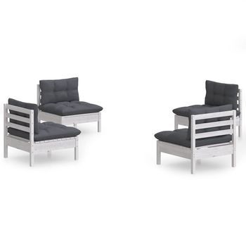 Muebles De Jardín 4 Pzas Con Cojines Antracita Madera De Pino Vidaxl