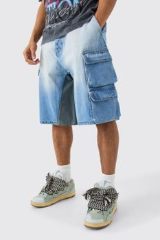 Pantalón Corto Vaquero Con Multibolsillos Y Refuerzos, Azul