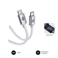cable usb-c subblim optimus 60w 2 m nylon trenzado blanco