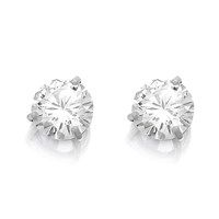 9ct White Gold Cubic Zirconia Solitaire Stud Earrings - 6mm - G3027