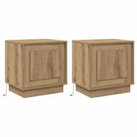 pack 2 uds mesita de noche  armario de noche  mesa de noche roble artesanal 44 x 345 x 45 cm