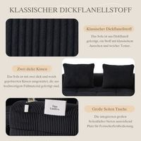 sofa de dos plazas welltin de pana 158 cm sofa compacto con portavasos y bolsillos laterales sin montaje beige