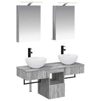 Juego De Muebles De Baño 5 Pcs Sonoma Gris 40 X 10,5 X 60,5 Cm Vidaxl