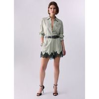liu jo short shorts jacquard con detalles en encaje para mujer