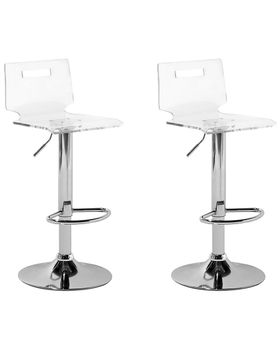 Conjunto de 2 sillas de bar  giratoria transparente