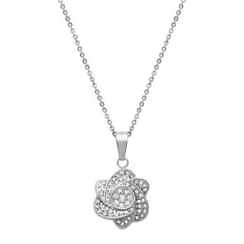 Colgante acero inoxidable flor circonita incl. cadena