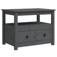 mesa de centro de madera maciza de pino gris 71x49x55 cm vidaxl