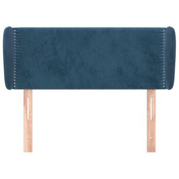 Cabecero Cama Mueble De Dormitorio De Terciopelo Oscuro 103 X 23 X 78/88 Cm Azul M02_0007974