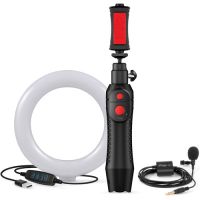 ik multimedia creator bundle con irig mic lav  iklip grip pro y lampara led de 6