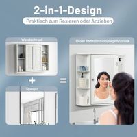 mueble de bano con espejo 4 compartimentos y 6 estantes abiertos mueble de bano mueble con espejo mueble de pared blanco 65 x 17 x 63 cm