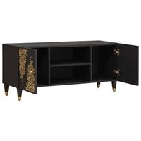 mueble de tv  mueble de salon  gabinete de tv negro 105 x 33 x 46 cm madera de mango maciza
