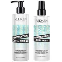 redken hydrating curl defining cream and refreshing curl hair mist bundle for curly and coily hair