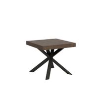 mesa extensible 90x90194 cm efecto madera nogal hierro