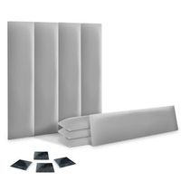 dhome juego de 8 paneles tapizados de polipiel premium pack autoadhesivos para pared acusticos absorbentes proteccion gris claro 60x20cm x8