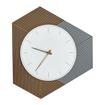 Reloj De Pared Decoración Colgante 52 X 60 Cm Diseño Sin Números Mdf Gris Y Naranja Sailon
