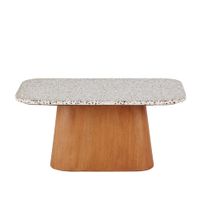 mesa de centro ovalada efecto terrazo y mango de 95 cm