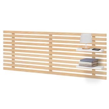 Dhome Cabecero Con Estantes De Madera Reciclada Dm Colgante Pared Estilo Palet Japones Cama Vintage  (madera Natural/blanco, 160cm)