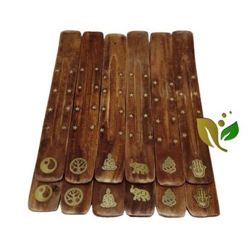 Vadeincienso Lote de 12 Tablillas Porta Inciensos de Metal Grabado – 5 Motivos: Elefante, Mano de Fátima, Buda y Más – Decorativas